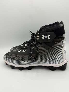 Under Armour Highlight Football Cleats Mens 8.5 Black White High Top Molded